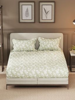 Nautica - Green Satin Cotton Bedsheet with 2 Pillow Covers (King)