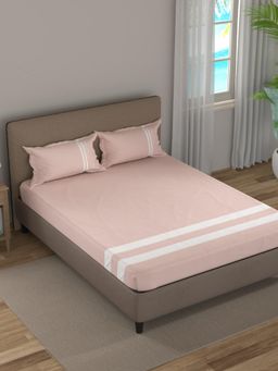 Nautica - Pink Satin Fitted Cotton Bedsheet with 2 Pillow Covers (King)