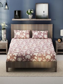 KOPA - Mauve Floral Bamboo Micro Bedsheet with 2 Pillow Covers (King)