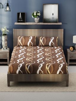 KOPA - Brown Abstract Bamboo Micro Bedsheet with 2 Pillow Covers (King)
