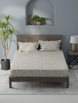 KOPA - White Floral Micro Bedsheet with 2 Pillow Covers (Double)