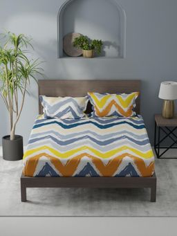 KOPA - Multi-Color Geometric Micro Bedsheet with 2 Pillow Covers (Double)