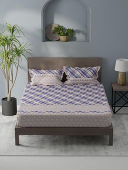 KOPA - Multi-Color Checks Micro Bedsheet with 2 Pillow Covers (Double)