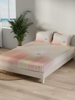 Nautica - Red Stripe Satin Cotton Bedsheet with 2 Pillow Covers (King)