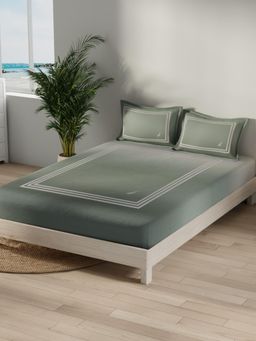 Nautica - Green Satin Cotton Bedsheet with 2 Pillow Covers (King)