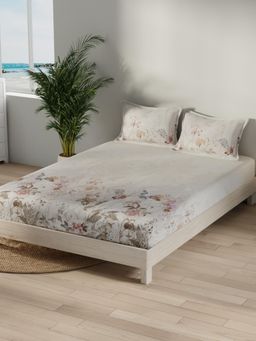 Nautica - Ivory Satin Cotton Bedsheet with 2 Pillow Covers (King)