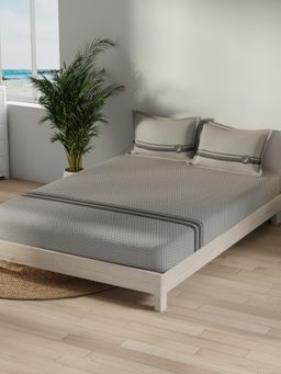 Nautica - Grey Satin Cotton Bedsheet with 2 Pillow Covers (King)