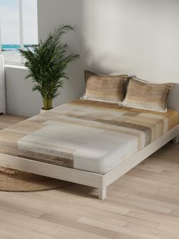 Nautica - Brown Satin Cotton Bedsheet with 2 Pillow Covers (King)