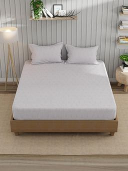 Nautica - Purple Satin Cotton Bedsheet with 2 Pillow Covers (King)