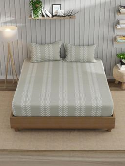 Nautica - Olive Cotton Fitted Bedsheet with 2 Pillow Covers (King)