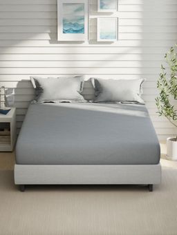 Nautica - Grey Cotton Fitted Bedsheet with 2 Pillow Covers (King)