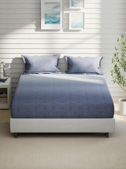 Nautica - Blue Cotton Fitted Bedsheet with 2 Pillow Covers (King)
