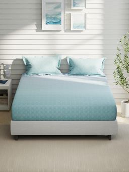 Nautica - Blue Cotton Fitted Bedsheet with 2 Pillow Covers (King)