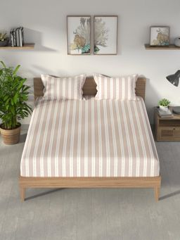 Nautica - Pink Stripe Cotton Bedsheet with 2 Pillow Covers (King)