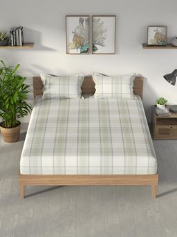 Nautica - Olive Cotton Fitted Bedsheet with 2 Pillow Covers (King)