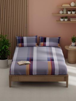 KOPA - Grey Geometric Micro Bedsheet with 2 Pillow Covers (Double)