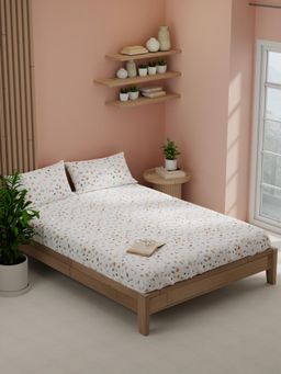 KOPA - White Floral Micro Bedsheet with 2 Pillow Covers (Double)