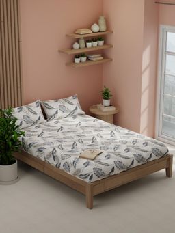 KOPA - Blue Floral Micro Bedsheet with 2 Pillow Covers (Double)