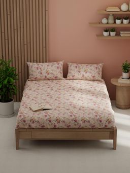KOPA - Pink Floral Micro Bedsheet with 2 Pillow Covers (Double)
