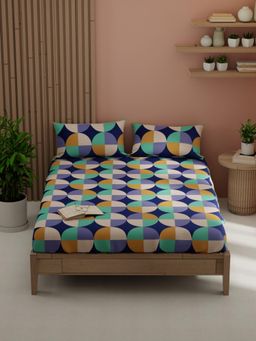 KOPA - Multi-Color Geometric Micro Bedsheet with 2 Pillow Covers (Double)