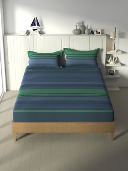 Nautica - Multi-Color Stripe Cotton Aroma Bedsheet with 2 Pillow Covers (Double)
