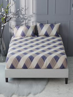 KOPA - Brown Stripe Micro Fabric Fitted Bedsheet with 2 Pillow Covers (King)