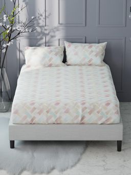 KOPA - Multi-Color Abstract Micro Fabric Fitted Bedsheet with 2 Pillow Covers (King)