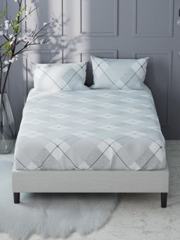 KOPA - Grey Stripe Bamboo Micro Fabric Fitted Bedsheet with 2 Pillow Covers (King)