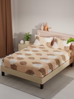 KOPA - Peach Abstract Micro Fabric Bedsheet with 2 Pillow Covers (Double)