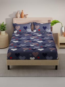 KOPA - Grey Abstract Micro Fabric Bedsheet with 2 Pillow Covers (Double)