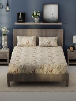 KOPA - Beige Floral Bamboo Micro Bedsheet with 2 Pillow Covers (King)