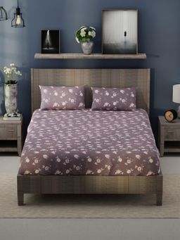 KOPA - Purple Floral Bamboo Micro Bedsheet with 2 Pillow Covers (King)