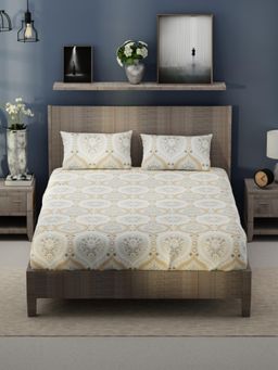 KOPA - White Floral Bamboo Micro Bedsheet with 2 Pillow Covers (King)