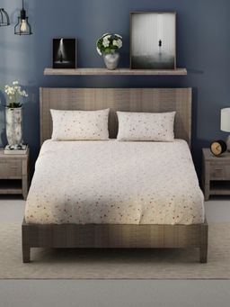 KOPA - Beige Floral Bamboo Micro Bedsheet with 2 Pillow Covers (King)