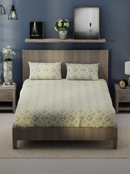 KOPA - Green Floral Bamboo Micro Bedsheet with 2 Pillow Covers (King)