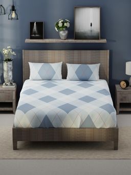 KOPA - Blue Checks Bamboo Micro Bedsheet with 2 Pillow Covers (King)