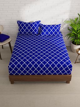KOPA - Blue Abstract Micro Bedsheet with 2 Pillow Covers (Double)