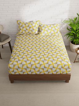 KOPA - Yellow Abstract Micro Bedsheet with 2 Pillow Covers (Double)