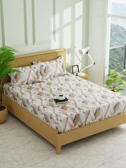 KOPA - Multi-Color Abstract Micro Fabric -Fitted Bedsheet & 2 Pillow Covers (Double)