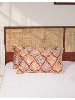 Fabindia - Red Kalamkari Printed Cotton Pillow Covers (Pack of 2)