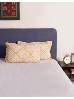 Fabindia - Yellow Printed Cotton Pillow Covers (Pack of 2)