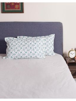 Fabindia - White Printed Cotton Pillow Covers (Pack of 2)