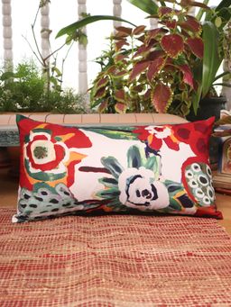 Zeba World - Multi-Color Floral Printed Polycotton Cushion Cover (12 x 22 Inches )