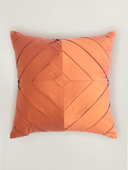Zeba World - Brown Pleated Taffeta Polyester Cushion Cover (18 x 18 Inches)
