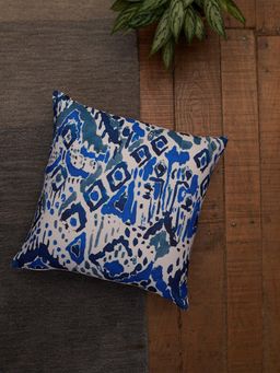 Zeba World - Beige Abstract Printed Poly Canvas Cushion Cover (16 x 16 Inches)