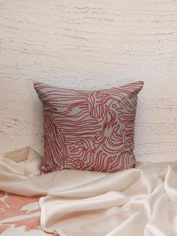 Zeba World - Embroidered Grey Polycotton Cushion Cover (16 x 16 Inches)