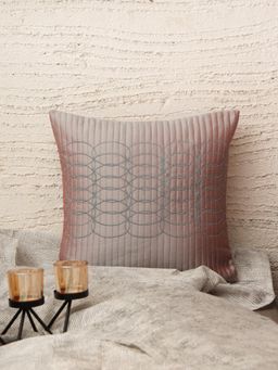 Zeba World - Grey Zari Embroidered Polyester Cushion Cover (16 x 16 Inches)