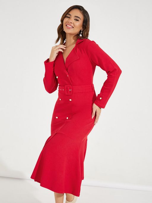 open lace back dress Red Tweed Blazer Dress with Belt Purse Medium
