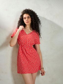 Virgio - Cotton Linen Polka Mini Dress