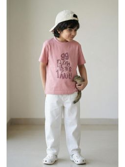 Tales & Stories - Boys Dusty Pink Printed Casual T-Shirt